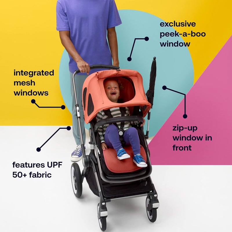 Bugaboo Breezy Sun Canopy with Ventilation Panels & Built-in Mosquito Net – Compatible with Fox, Kangaroo, Cameleon 3, and Lynx Strollers – UPF 50+ Fabric & Water-Repellent Protection - Image 4